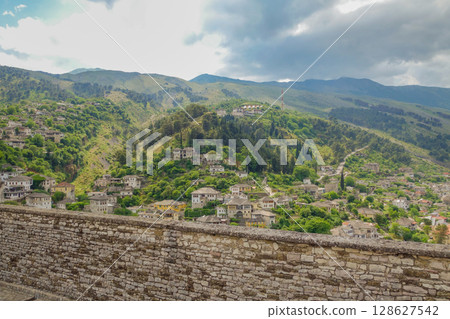 cityscape of Gjirokaster in Albania, with Ottoman architecture preserved on the World Heritage List cityscape of Gjirokaster in Albania, with Ottoman architecture preserved on the World Heritage List 128627542