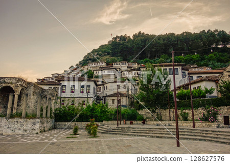 facades of old houses in Berat city, Albania. a Unesco World Heritage Site facades of old houses in Berat city, Albania. a Unesco World Heritage Site 128627576