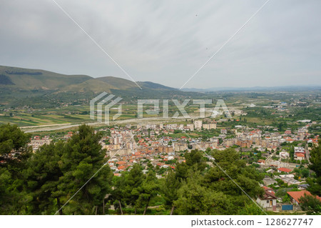 panoramic view of Berat city and Osum river in Albania. a Unesco World Heritage Site 128627747