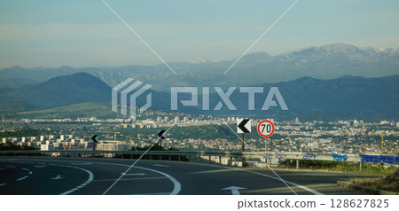 panoramic view from road of Niksic town in Montenegro, Europe 128627825