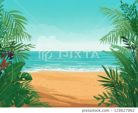 Sandy beach illustration Sandy beach illustration 128627862