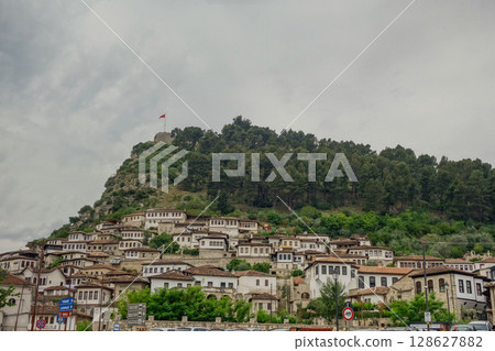facades of old houses in Berat city, Albania. a Unesco World Heritage Site facades of old houses in Berat city, Albania. a Unesco World Heritage Site 128627882