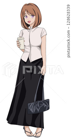 A woman in a dress 128628339