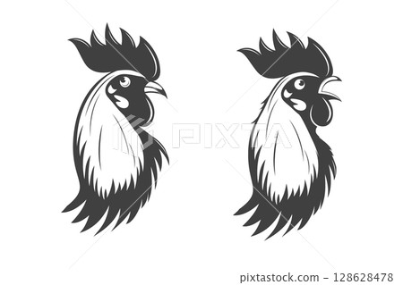 Rooster Head Vector Illustration. Rooster Profile Sketch, Rooster Portrait Icon, Farm Animal Graphic. Vintage Rooster Silhouette for Poultry Logo, Farmhouse Decor, Rustic Rooster Head Illustration Rooster Head Vector Illustration. Rooster Profile Sketch, Rooster Portrait Icon, Farm Animal Graphic. Vintage Rooster Silhouette for Poultry Logo, Farmhouse Decor, Rustic Rooster Head Illustration 128628478
