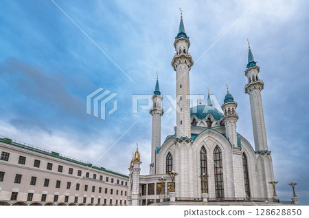 Kul Sharif mosque in Kazan Kremlin, Tatarstan, Russia. It is tourist attraction of Kazan. 128628850