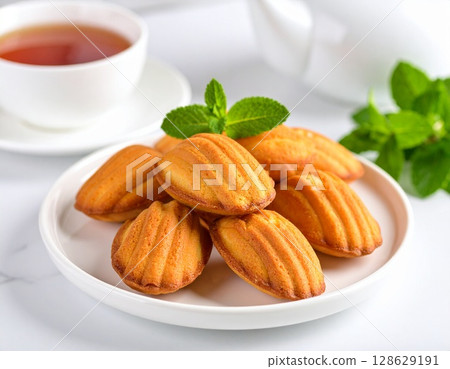 Freshly baked Madeleines for tea time 1 Freshly baked Madeleines for tea time 1 128629191