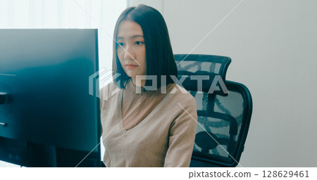 Young adult Asia female freelance typing write prompt AI bot IT app smart program nomad, video game, terminal with coding language, user interface, designer, big data center on desktop computer. Young adult Asia female freelance typing write prompt AI bot IT app smart program nomad, video game, terminal with coding language, user interface, designer, big data center on desktop computer. 128629461
