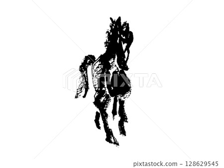 新年賀卡設計:手繪日式馬插畫 新年賀卡設計:手繪日式馬插畫 128629545