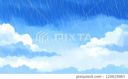 Rain cloud and rain illustration 1 Rain cloud and rain illustration 1 128629963