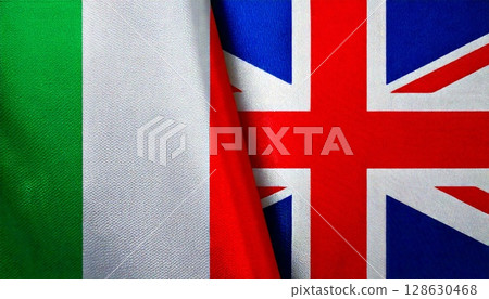 英國和義大利國旗 英國和義大利國旗 128630468