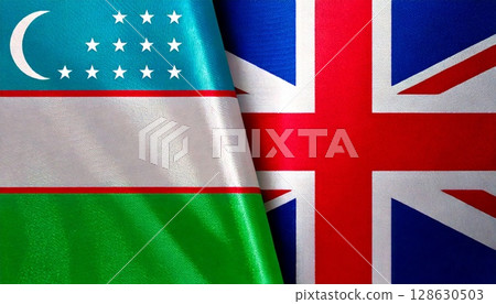 英國和烏茲別克國旗 128630503