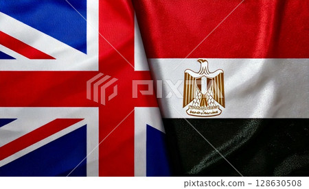 British and Egyptian flags 128630508