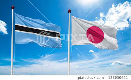 日本和波札那國旗 128630621