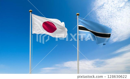 日本和波札那國旗 128630622