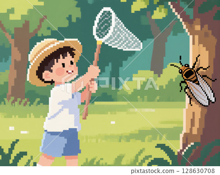 收集昆蟲的兒童 128630708