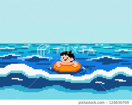 孩子們在海裡玩 128630709