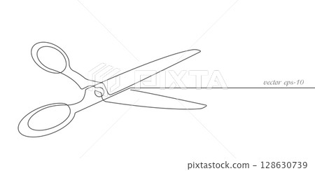 Scissors.Concept Barbershop.Continuous line drawing.Vector illustration . 128630739