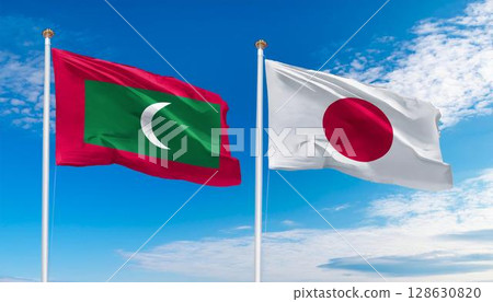 日本和馬爾地夫國旗 128630820