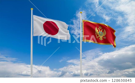 日本與黑山國旗 128630845