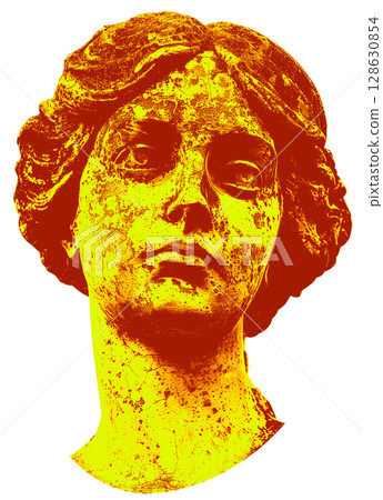 halftone statue of a Roman woman cut out sticker halftone statue of a Roman woman cut out sticker 128630854