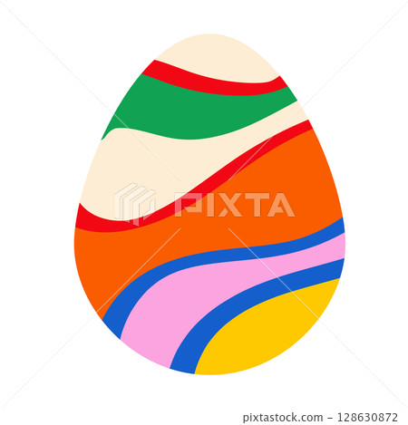 Abstract decorated cute cartoon Easter egg with waves 128630872