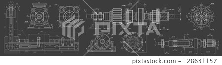 Technological black background.Technical banner.Vector illustration . Technological black background.Technical banner.Vector illustration . 128631157