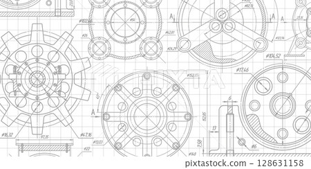 Gear background.Engineering education.Technical banner.Vector illustration . Gear background.Engineering education.Technical banner.Vector illustration . 128631158