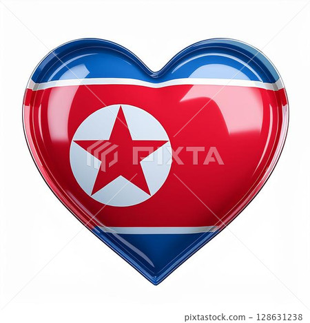 North Korea flag heart North Korea flag heart 128631238