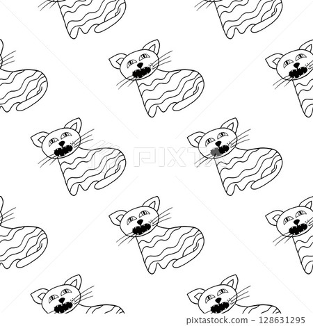 Halloween Monochrome pattern in hand draw style 128631295