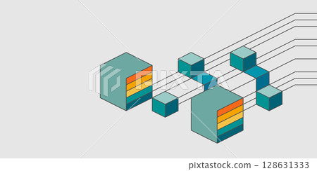 Technology background of lines.Geometric isomerism of squares.Line art design.Vector illustration. 128631333