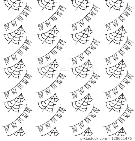 Halloween Monochrome pattern in hand draw style Halloween Monochrome pattern in hand draw style 128631476
