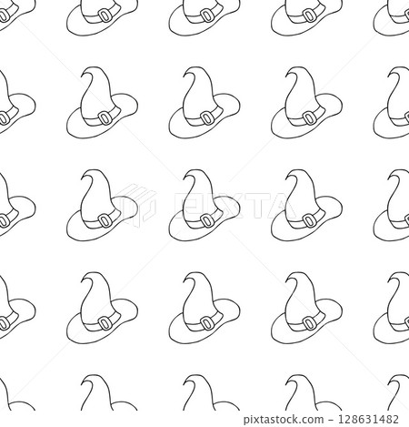 Halloween Monochrome pattern in hand draw style 128631482