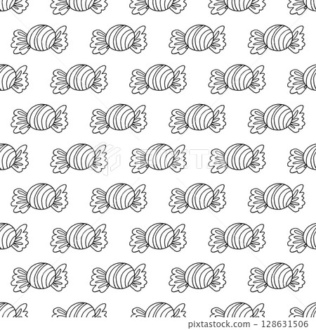 Halloween Monochrome pattern in hand draw style 128631506