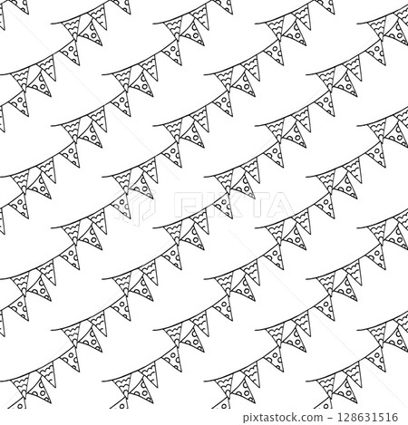 Halloween Monochrome pattern in hand draw style 128631516