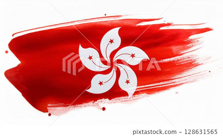 水彩香港旗 水彩香港旗 128631565