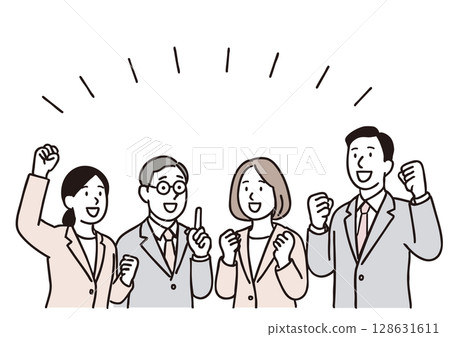 Illustration of business people sharing joy as a team 128631611