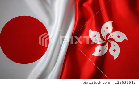 Japanese flag and Hong Kong flag 128631612