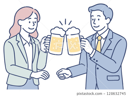 Illustration of business people toasting after work 128632745