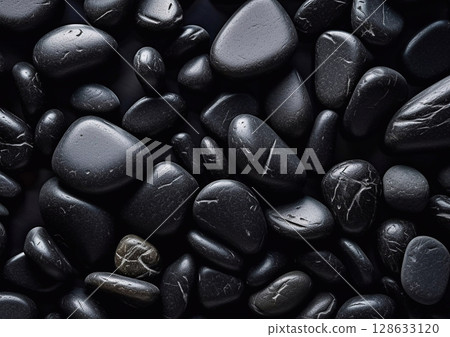 Stones black color and various shape background.Black stones texture.Macro.AI Generative Stones black color and various shape background.Black stones texture.Macro.AI Generative 128633120