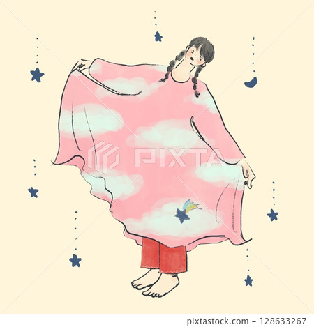 穿著睡衣的女人 穿著睡衣的女人 128633267
