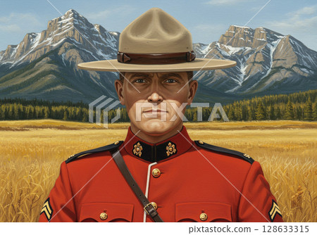 Portrait of a Royal Canadian Mounted Police Officer Portrait of a Royal Canadian Mounted Police Officer 128633315