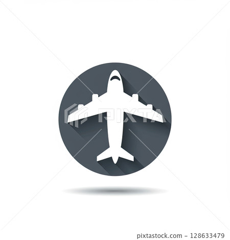 Airplane Icon in Circle, Travel Vector 128633479
