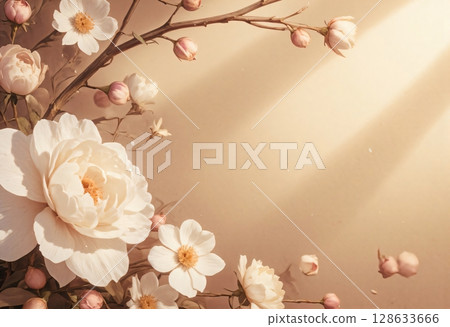 Elegant pastel flowers with morning soft sunlight 128633666
