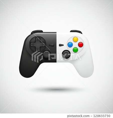 Black and White Game Controller Illustration 128633730