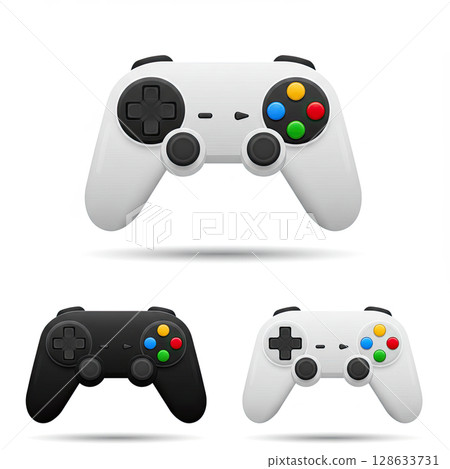 Gamepad Controllers Black and White Designs 128633731