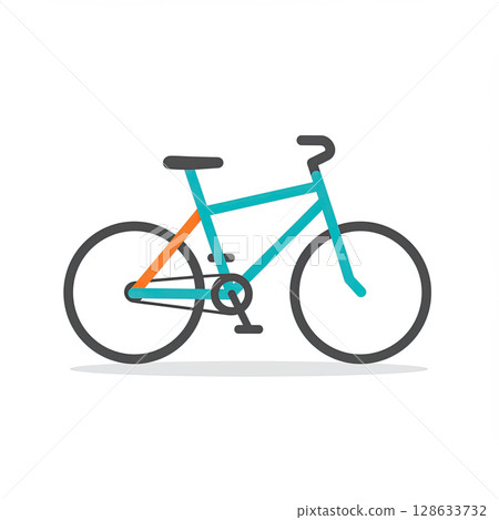 Simple teal and orange bicycle vector illustration 128633732