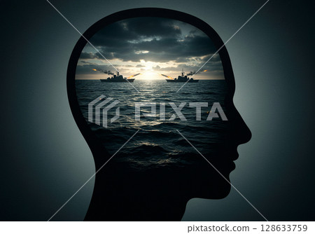Military Conflict Inside the Mind War Concept 128633759