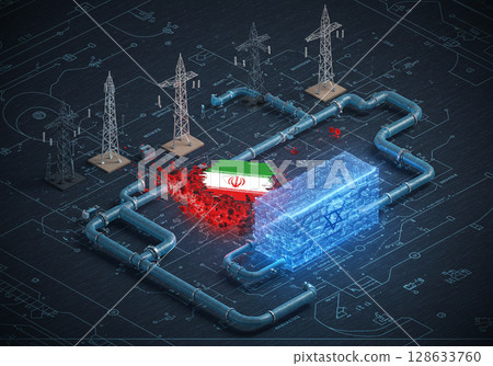 Iran, Israel conflict energy crisis 3D rendering 128633760