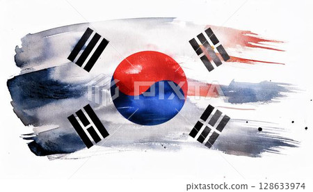 水彩韓國國旗 128633974