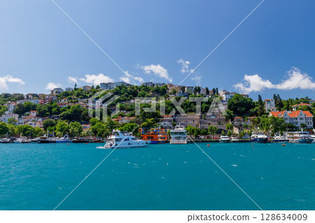 Beautiful Istanbul cityscape view from cruise sailing to Bosphorus,Turkey 128634009